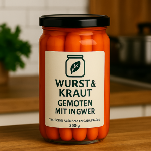 Zanahorias con Jengibre – Wurst & Kraut Descubre el equilibrio perfecto entre dulzura y un toque especiado con nuestras Zanahorias con Jengibre – Wurst & Kraut. Este encurtido artesanal combina la frescura de la zanahoria con la intensidad del jengibre, creando una explosión de sabor única. El proceso de fermentación natural potencia sus propiedades probióticas, favoreciendo la digestión y fortaleciendo el sistema inmunológico. Además, el jengibre aporta un matiz ligeramente picante que realza el dulzor de la zanahoria, convirtiéndolo en un acompañamiento versátil para carnes, ensaladas, sándwiches y aperitivos gourmet. Beneficios de las Zanahorias con Jengibre Ricas en probióticos que mejoran la salud intestinal. Fuente de antioxidantes que ayudan a combatir el estrés oxidativo. Sabor equilibrado entre dulzura y un toque especiado. Versatilidad en la cocina, ideal para platos frescos y elaborados. Recetas recomendadas Si quieres disfrutar al máximo de este encurtido, aquí tienes algunas recetas recomendadas: Ensalada de zanahorias encurtidas con jengibre – Una opción fresca y saludable. Tacos de pollo con zanahorias encurtidas – Un toque ácido y especiado para realzar el sabor. Sándwich gourmet con zanahorias encurtidas – Perfecto para un almuerzo ligero y lleno de sabor. Este producto es ideal para quienes buscan un encurtido artesanal con beneficios nutricionales y un perfil de sabor sofisticado.